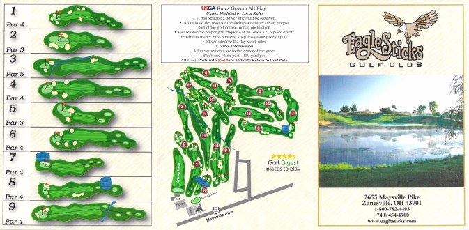 Side 1 of EagleSticks Golf Club scorecard