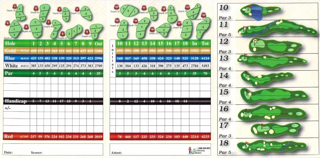 Side 2 of EagleSticks Golf Club scorecard