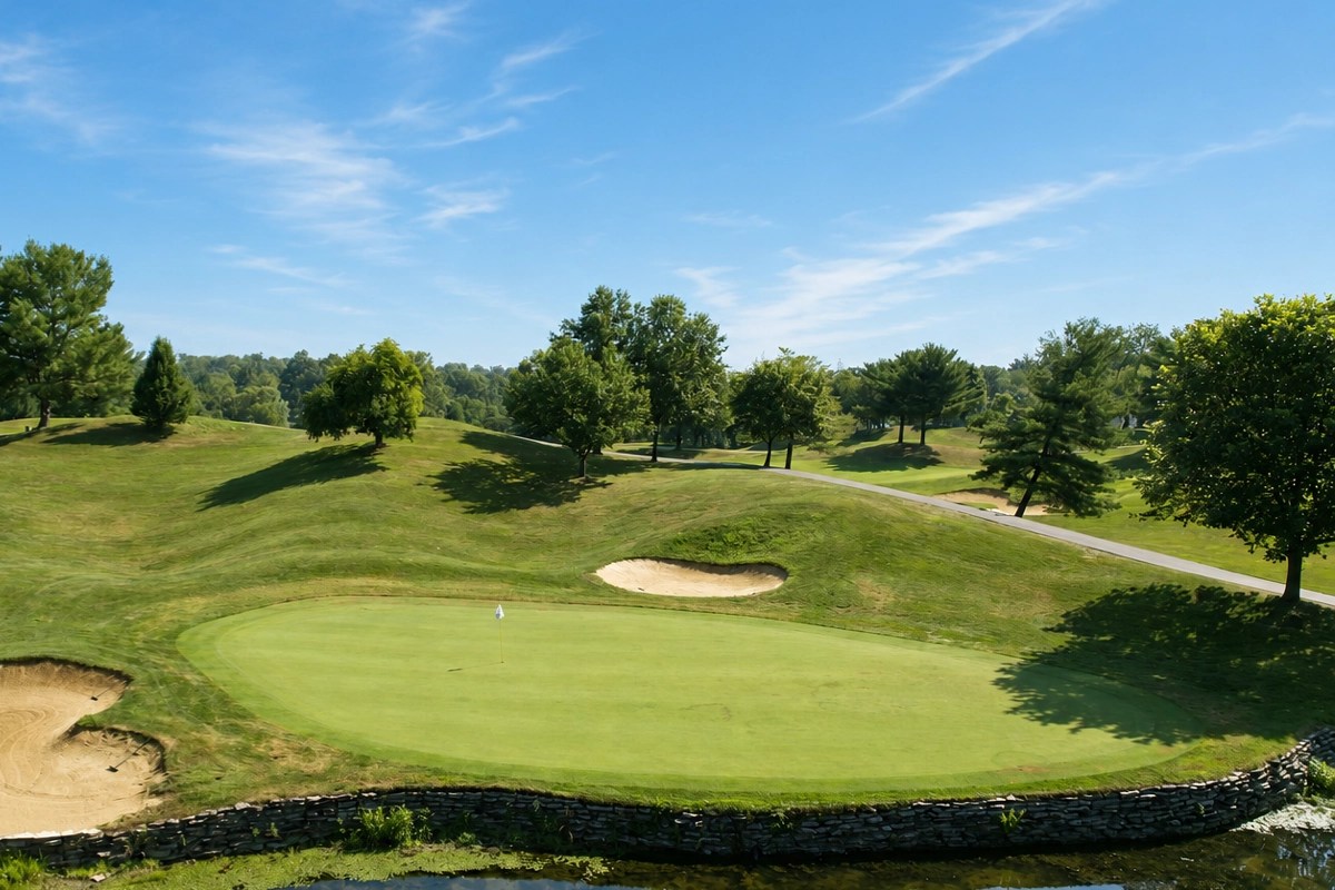 View of the green on Hole 10 at EagleSticks Golf Club